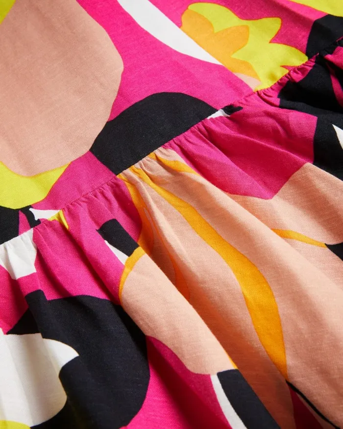 Abstract Print Pleated Halter Maxi Dress Bright Pink Women Ted Baker Clothing Abstract Print Pleated Halter Maxi Dress Bright Pink Women Ted Baker Clothing