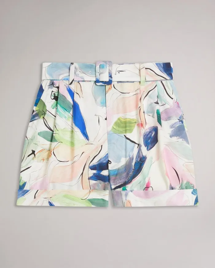 Abstract Print Tailored Shorts White Women Ted Baker Clothing