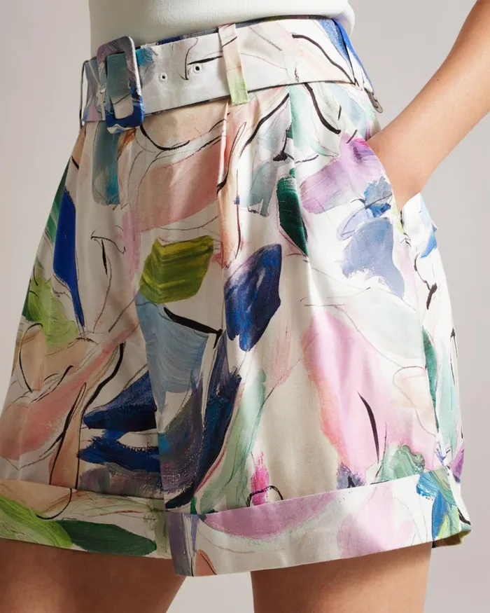 Abstract Print Tailored Shorts White Women Ted Baker Clothing