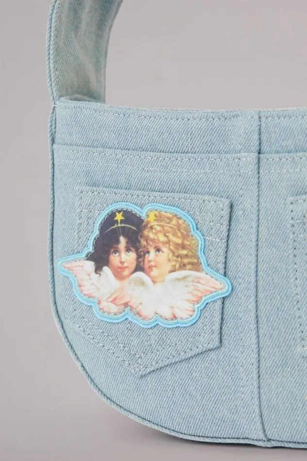 Accessories Fiorucci Angels Patch Denim Shoulder Bag Light Vintage Blue Accessories Fiorucci Angels Patch Denim Shoulder Bag Light Vintage Blue