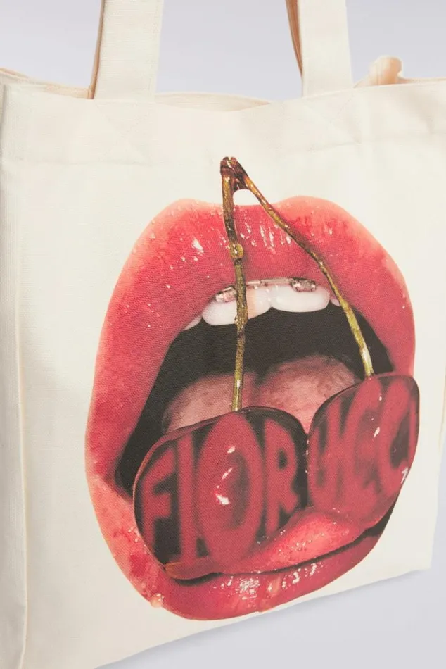 Accessories Fiorucci Cherries Graphic Tote Bag White Cream Accessories Fiorucci Cherries Graphic Tote Bag White Cream