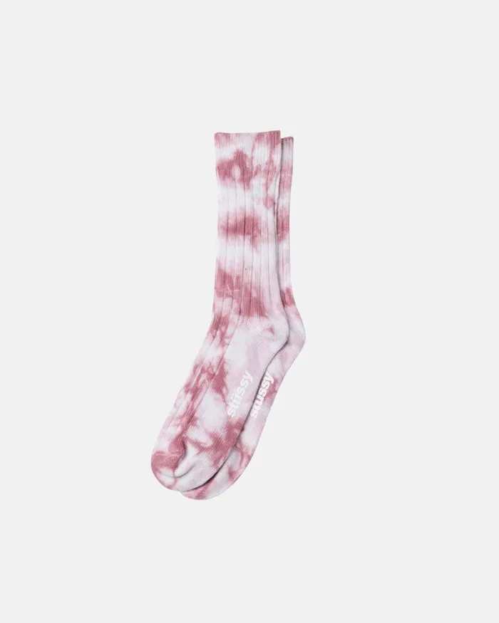 Accessories Men Stussy DYED RIBBED CREW SOCKS Berry