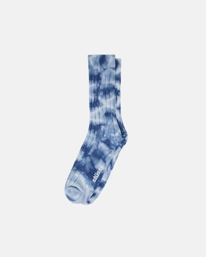 Accessories Men Stussy DYED RIBBED CREW SOCKS Indigo