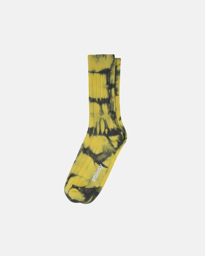 Accessories Men Stussy DYED RIBBED CREW SOCKS Turmeric