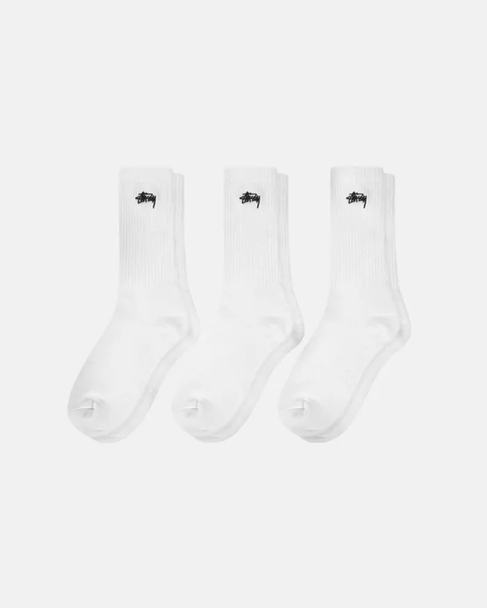 Accessories Men Stussy STOCK CREW SOCKS 3 PACK White