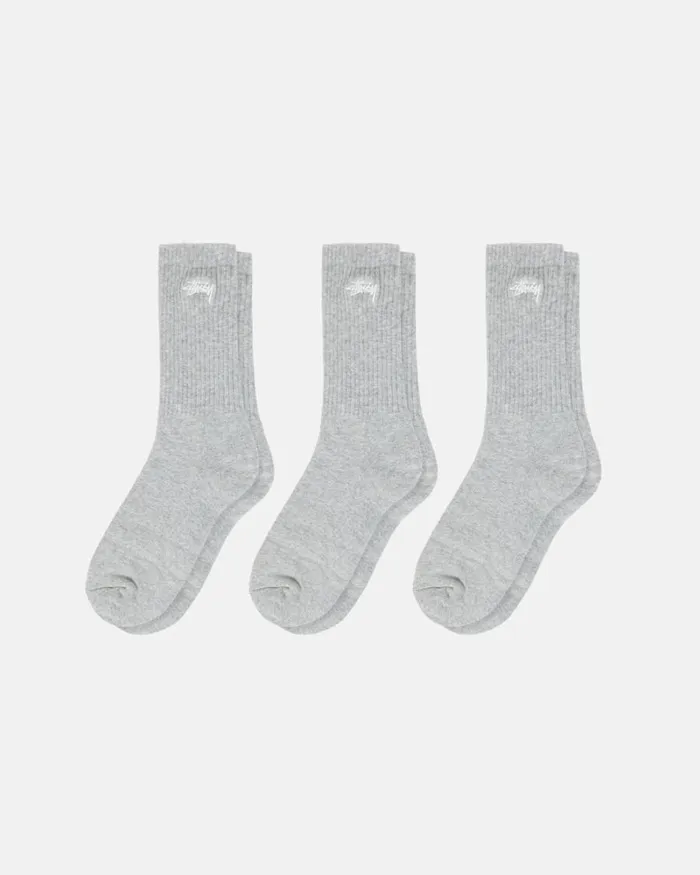Accessories Men Stussy STOCK CREW SOCKS 8211 3 PACK Grey Heather