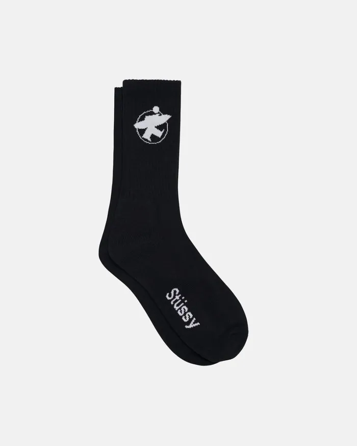 Accessories Men Stussy SURFMAN CREW SOCKS BlackWhite Accessories Men Stussy SURFMAN CREW SOCKS BlackWhite
