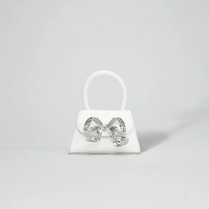 Accessories Woman SelfPortrait The Bow Micro In White With Diamant