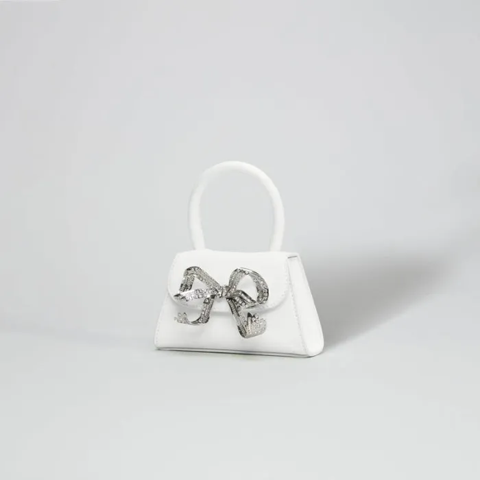 Accessories Woman SelfPortrait The Bow Micro In White With Diamant Accessories Woman SelfPortrait The Bow Micro In White With Diamant
