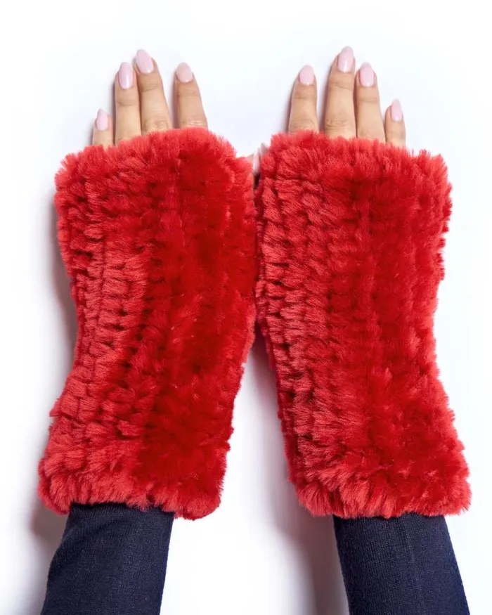 Accessories Women039s Maximilian Julia and Stella Knitted Shearling Fingerless Gloves