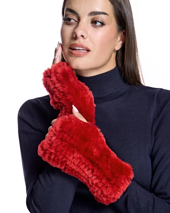 Accessories Women039s Maximilian Julia and Stella Knitted Shearling Fingerless Gloves