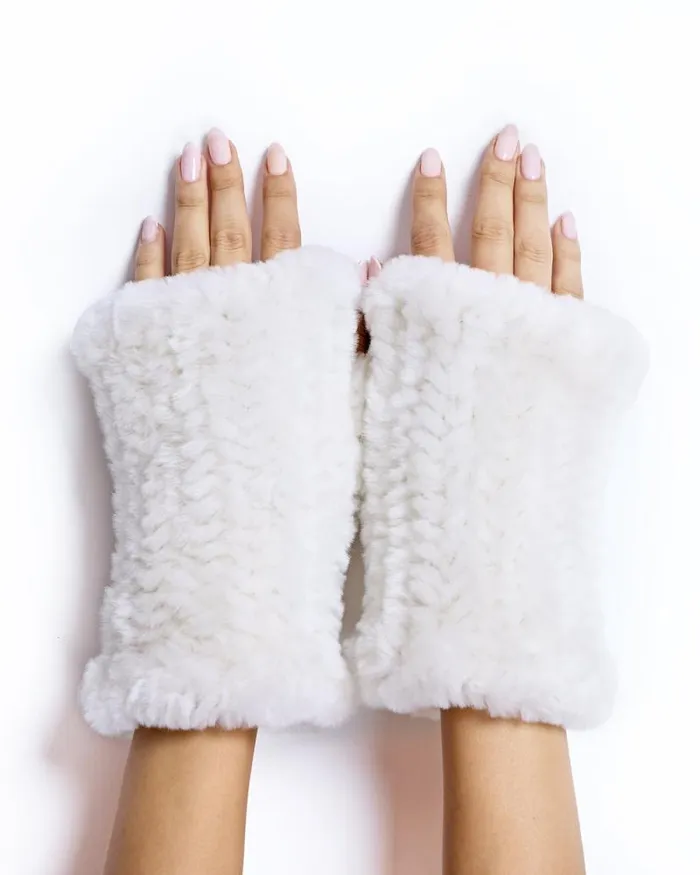 Accessories Women039s Maximilian Julia and Stella Knitted Shearling Fingerless Gloves