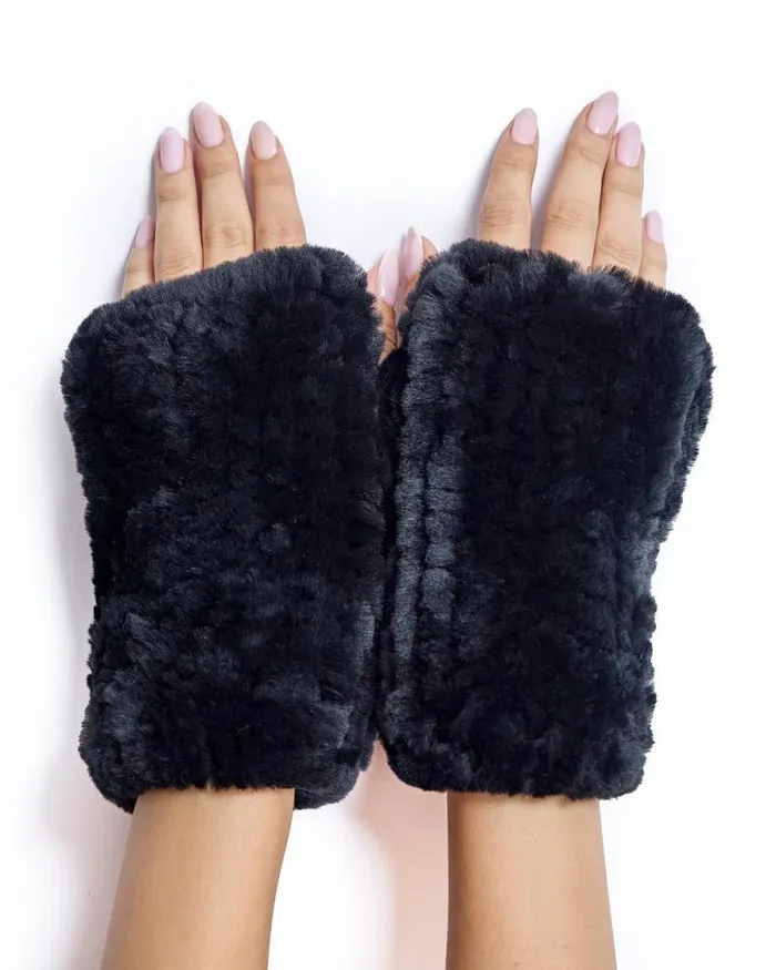 Accessories Women039s Maximilian Julia and Stella Knitted Shearling Fingerless Gloves