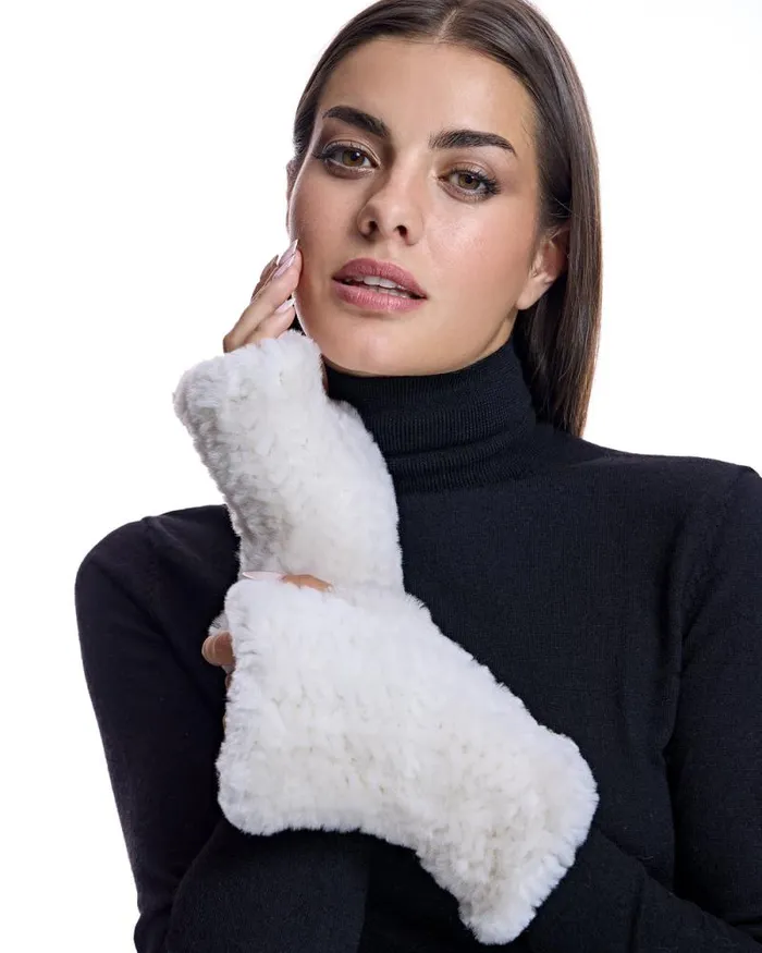 Accessories Women039s Maximilian Julia and Stella Knitted Shearling Fingerless Gloves