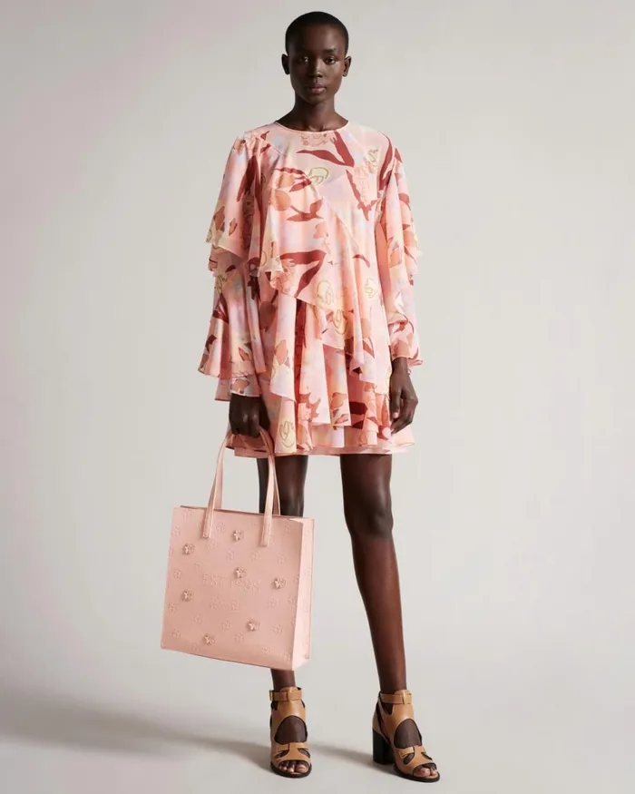 Applique Debossed Floral Large Icon Bag Dusky Pink Women Ted Baker Bags Applique Debossed Floral Large Icon Bag Dusky Pink Women Ted Baker Bags