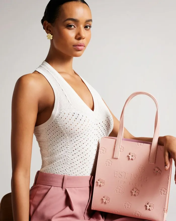 Applique Debossed Floral Small Icon Bag Dusky Pink Women Ted Baker Bags Applique Debossed Floral Small Icon Bag Dusky Pink Women Ted Baker Bags