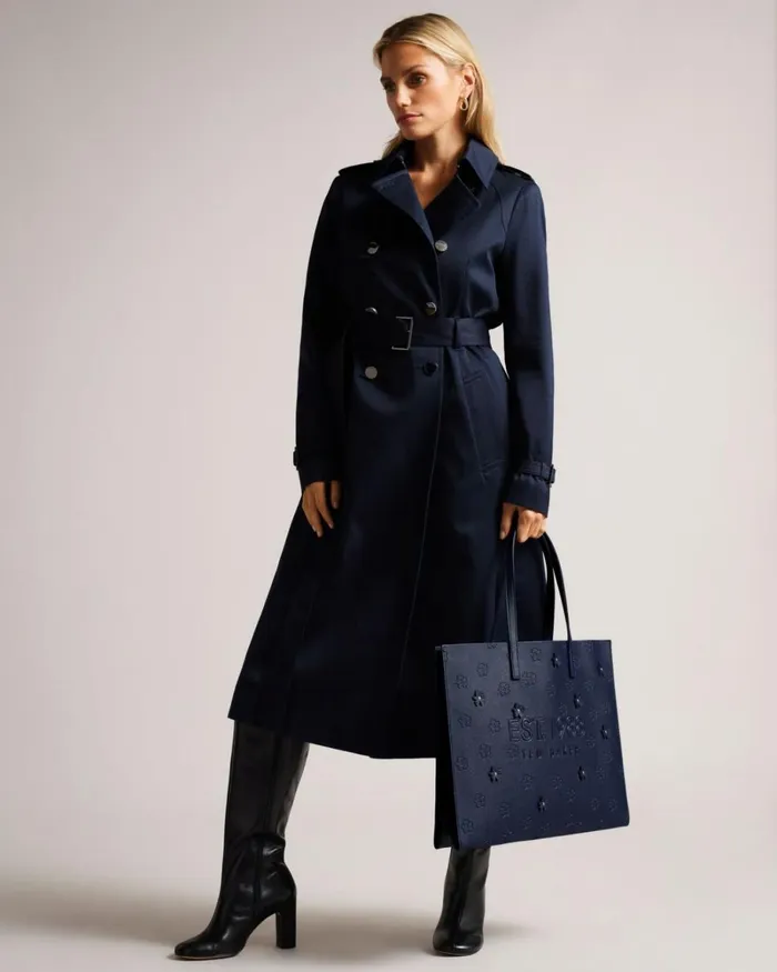 Applique Debossed Floral Wide Icon Bag Dark Blue Women Ted Baker Bags Applique Debossed Floral Wide Icon Bag Dark Blue Women Ted Baker Bags