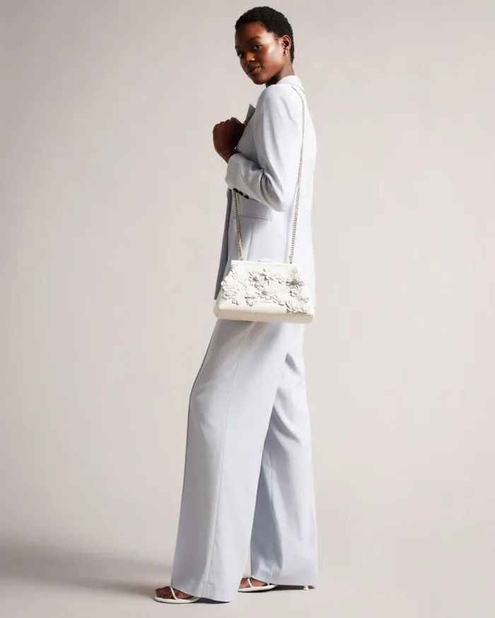 Applique Flower Clutch Bag Ecru Women Ted Baker Bags