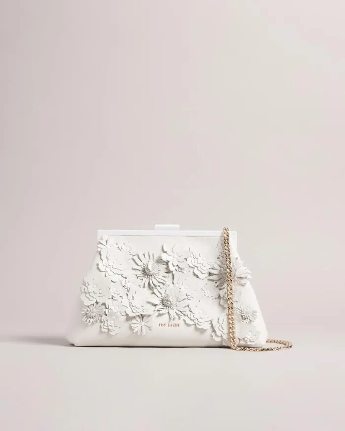 Applique Flower Clutch Bag Ecru Women Ted Baker Bags