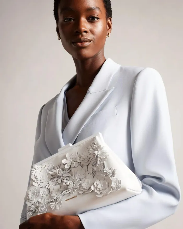 Applique Flower Clutch Bag Ecru Women Ted Baker Bags