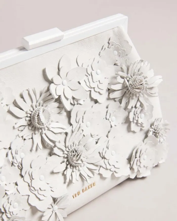 Applique Flower Clutch Bag Ecru Women Ted Baker Bags