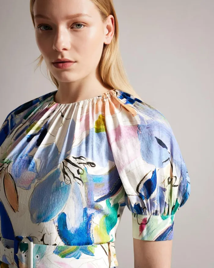 Art Print Belted Mini Dress White Women Ted Baker Clothing Art Print Belted Mini Dress White Women Ted Baker Clothing