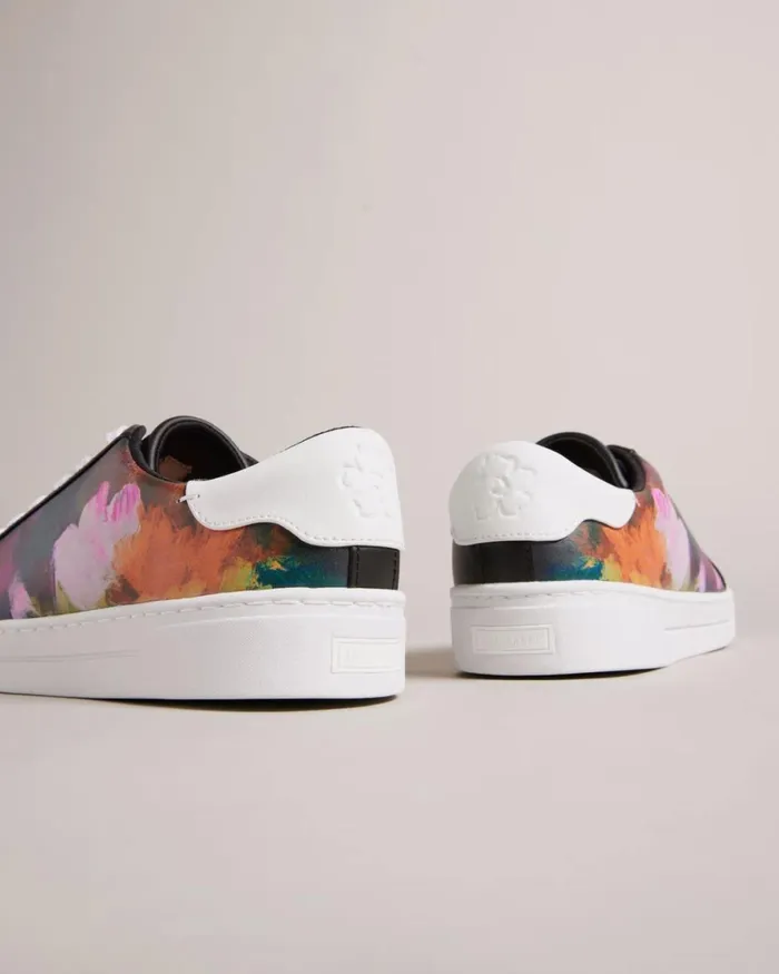 Art Print Leather Cupsole Trainers Black Women Ted Baker Sneakers