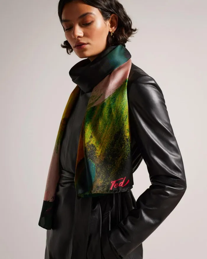Art Print Silk Scarf Black Women Ted Baker Scarves Art Print Silk Scarf Black Women Ted Baker Scarves