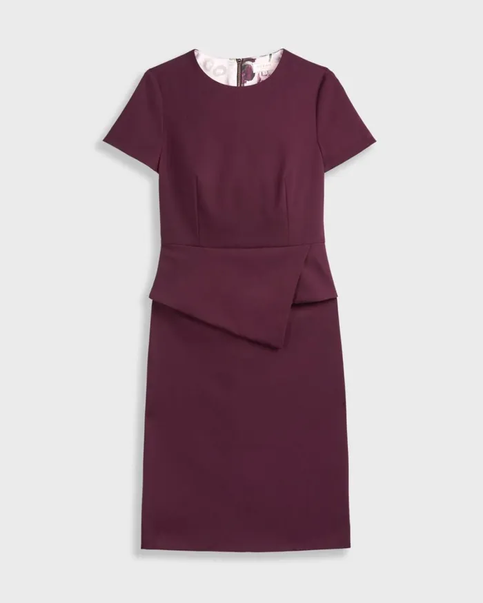 Asymmetric Peplum Tailored Dress Oxblood Women Ted Baker Dresses