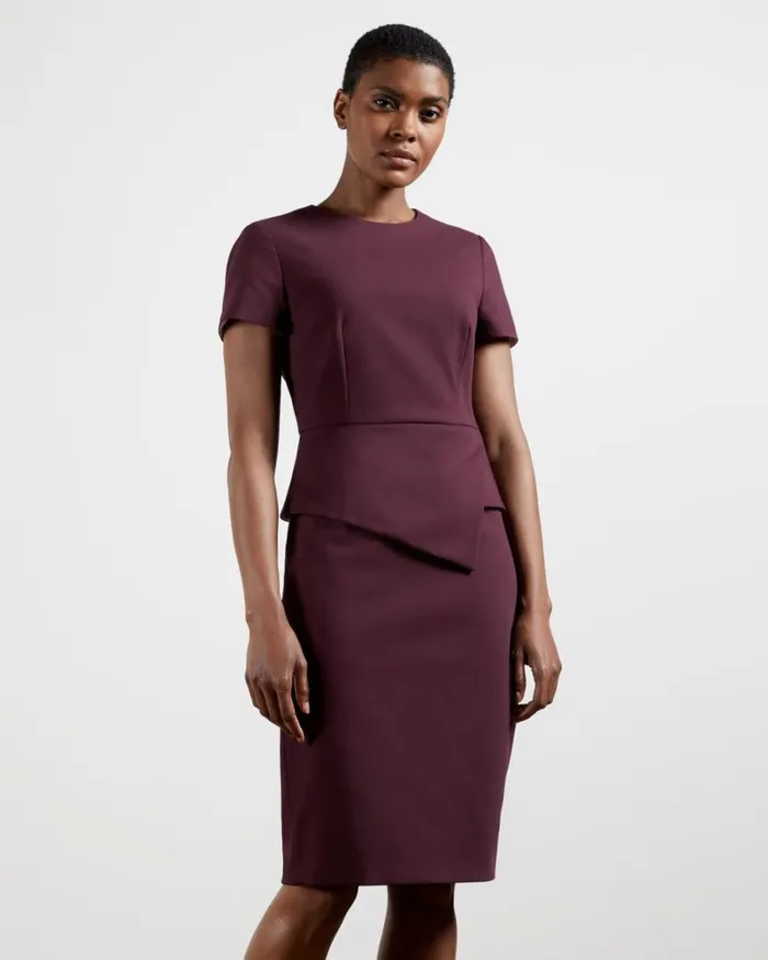 Asymmetric Peplum Tailored Dress Oxblood Women Ted Baker Dresses Asymmetric Peplum Tailored Dress Oxblood Women Ted Baker Dresses