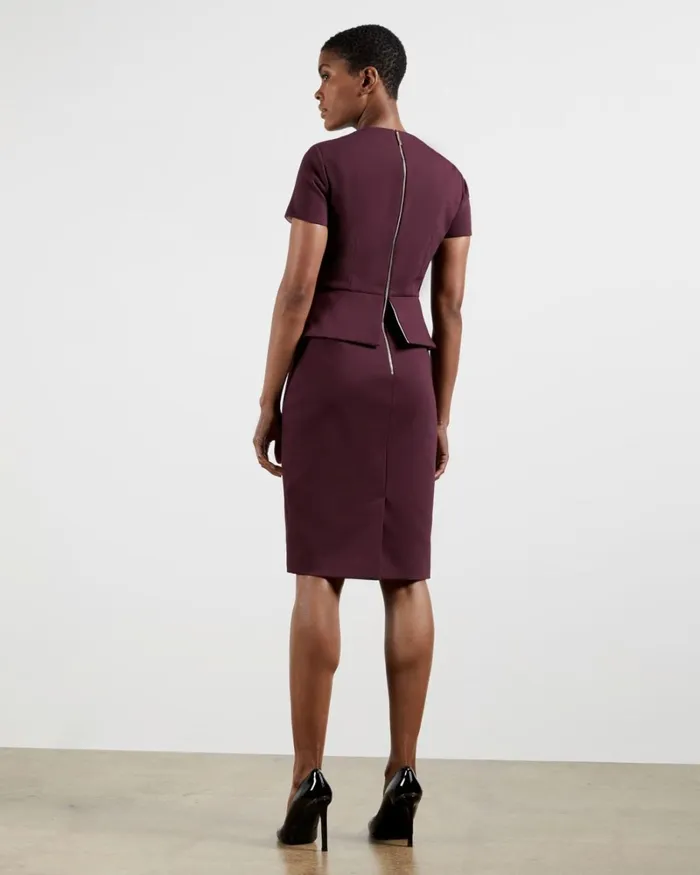 Asymmetric Peplum Tailored Dress Oxblood Women Ted Baker Dresses Asymmetric Peplum Tailored Dress Oxblood Women Ted Baker Dresses
