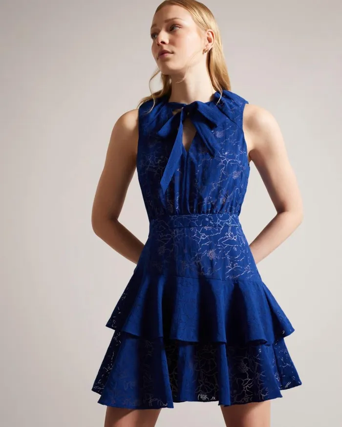 Asymmetric Tiered Mini Dress Bright Blue Women Ted Baker Clothing Asymmetric Tiered Mini Dress Bright Blue Women Ted Baker Clothing
