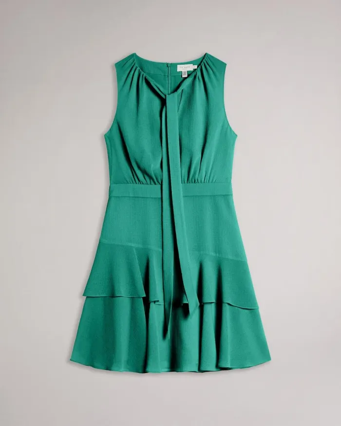 Asymmetric Tiered Mini Dress Green Women Ted Baker Clothing