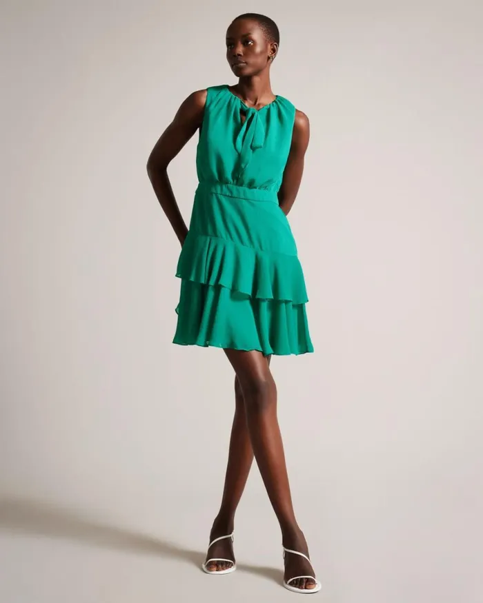 Asymmetric Tiered Mini Dress Green Women Ted Baker Clothing Asymmetric Tiered Mini Dress Green Women Ted Baker Clothing