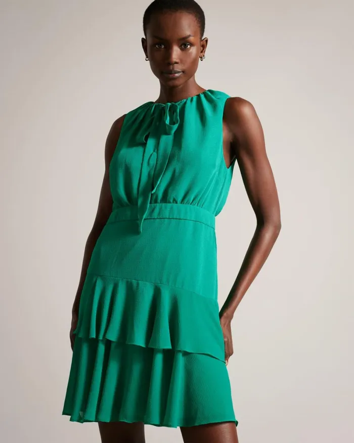 Asymmetric Tiered Mini Dress Green Women Ted Baker Clothing Asymmetric Tiered Mini Dress Green Women Ted Baker Clothing