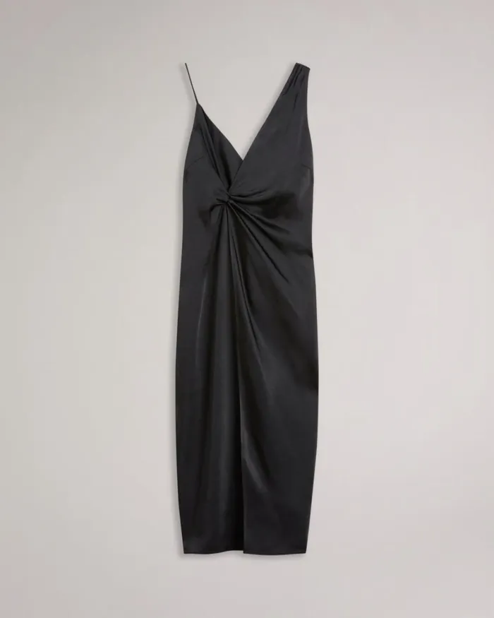 Asymmetric Waist Detail Slip Dress Black Women Ted Baker Clothing