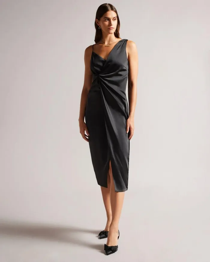 Asymmetric Waist Detail Slip Dress Black Women Ted Baker Clothing Asymmetric Waist Detail Slip Dress Black Women Ted Baker Clothing