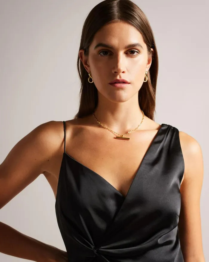 Asymmetric Waist Detail Slip Dress Black Women Ted Baker Clothing Asymmetric Waist Detail Slip Dress Black Women Ted Baker Clothing