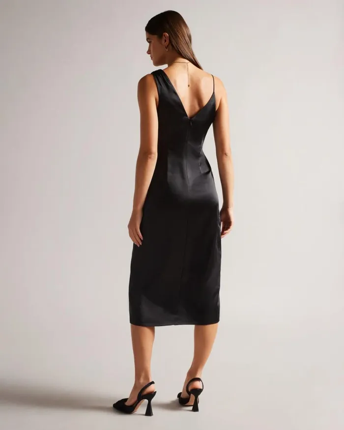 Asymmetric Waist Detail Slip Dress Black Women Ted Baker Clothing Asymmetric Waist Detail Slip Dress Black Women Ted Baker Clothing
