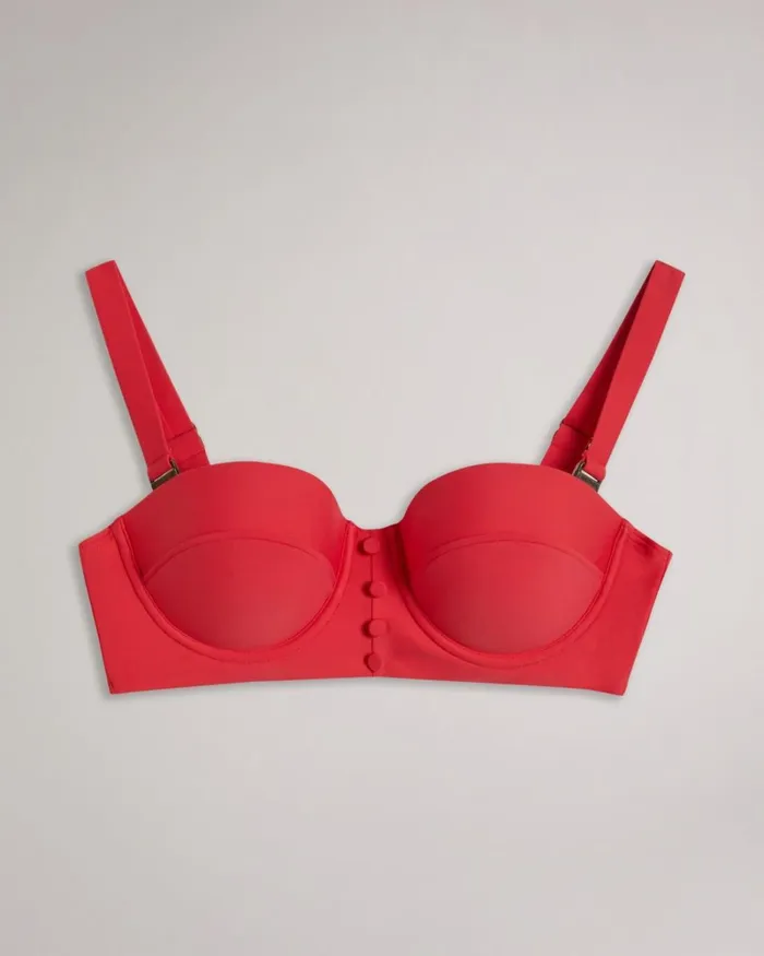 Balconette Bikini Top With Button Details Coral Women Ted Baker Clothing