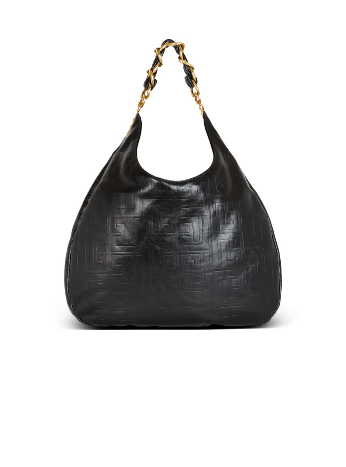 Balmain 1945 Bags Women Large 1945 Soft Hobo Bag In Crinkled Calfskin Black