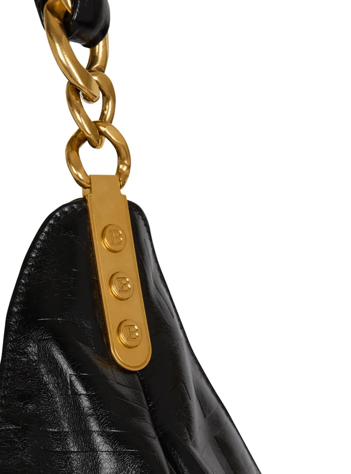 Balmain 1945 Bags Women Large 1945 Soft Hobo Bag In Crinkled Calfskin Black