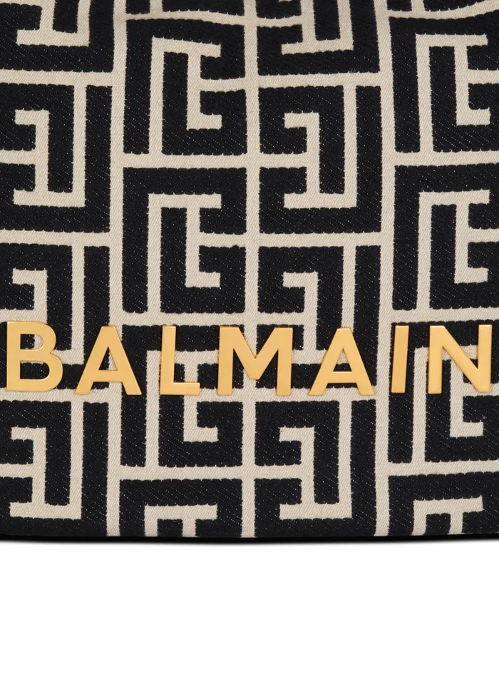 Balmain 1945 Bags Women Large 1945 Soft Hobo Bag In Jacquard Fabric With A PB Labyrinth Monogram Black