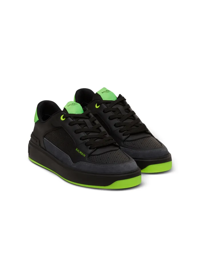 Balmain BCourt Men BCourt Flip Sneakers In Calfskin And Suede Black
