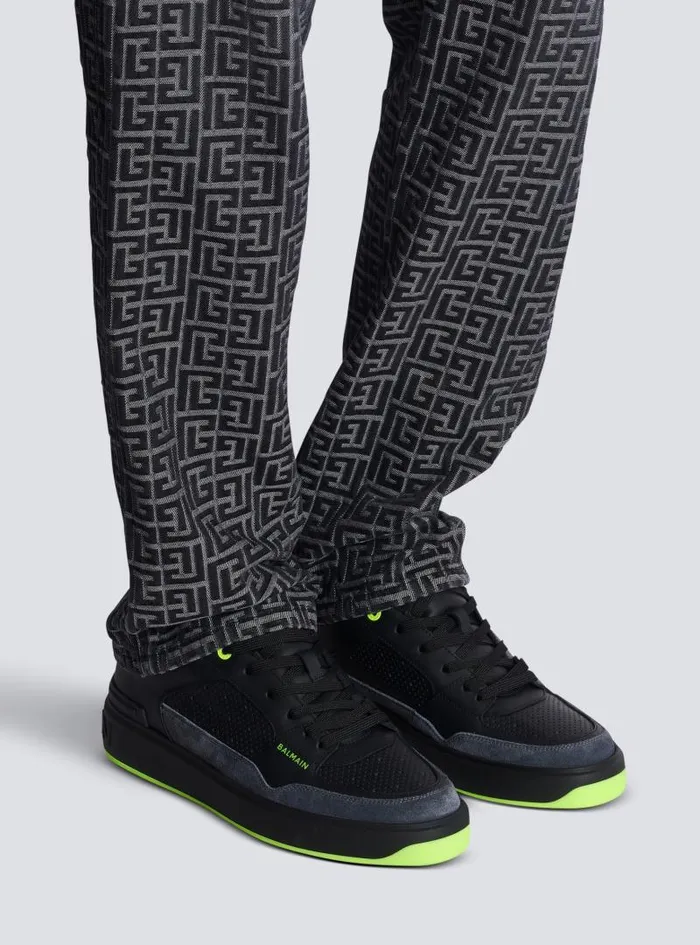 Balmain BCourt Men BCourt Flip Sneakers In Calfskin And Suede Black