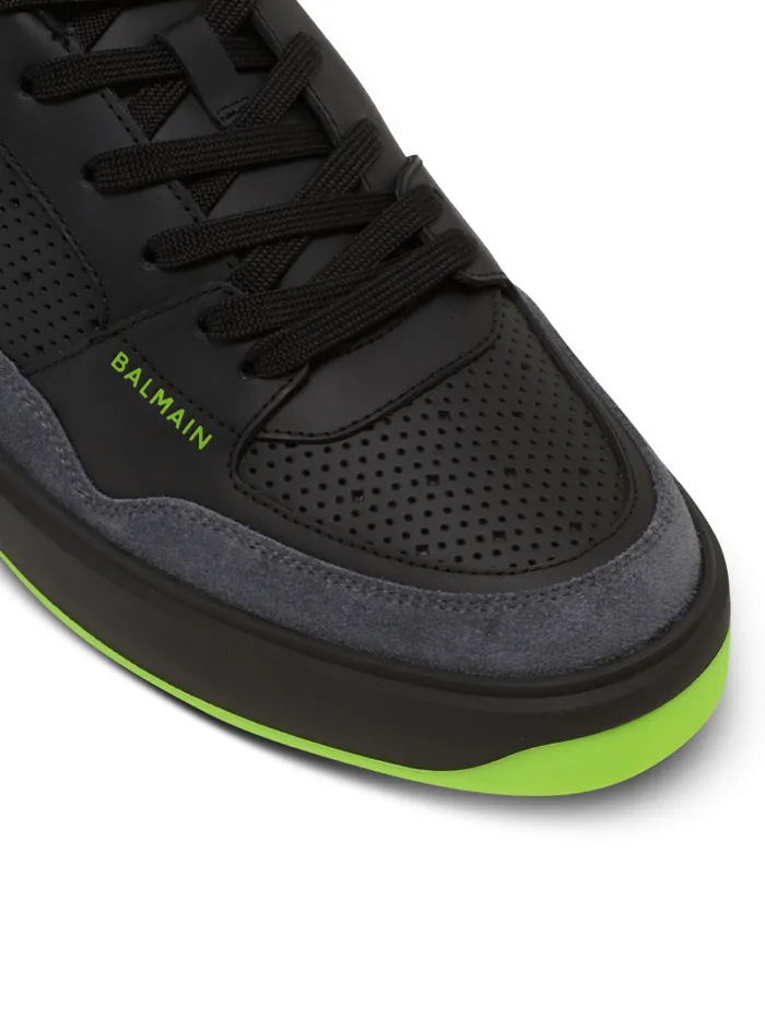 Balmain BCourt Men BCourt Flip Sneakers In Calfskin And Suede Black