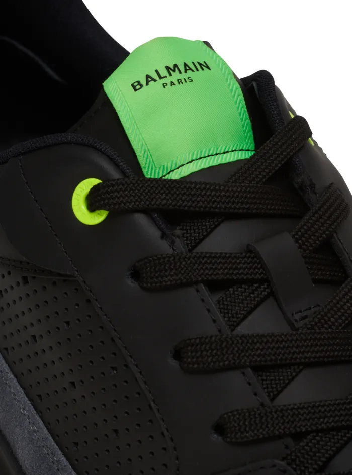 Balmain BCourt Men BCourt Flip Sneakers In Calfskin And Suede Black