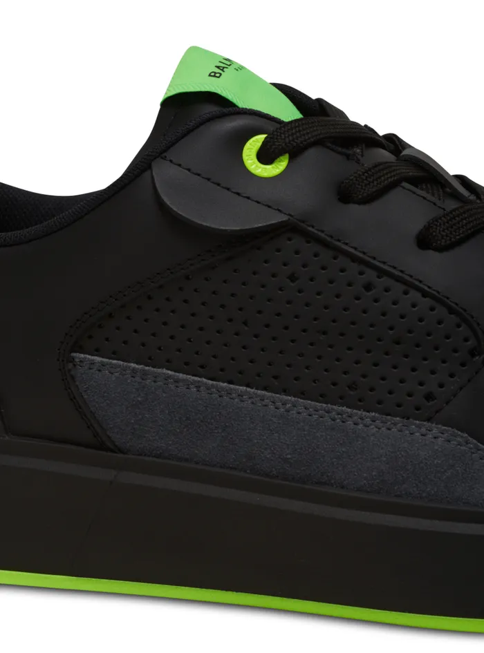 Balmain BCourt Men BCourt Flip Sneakers In Calfskin And Suede Black