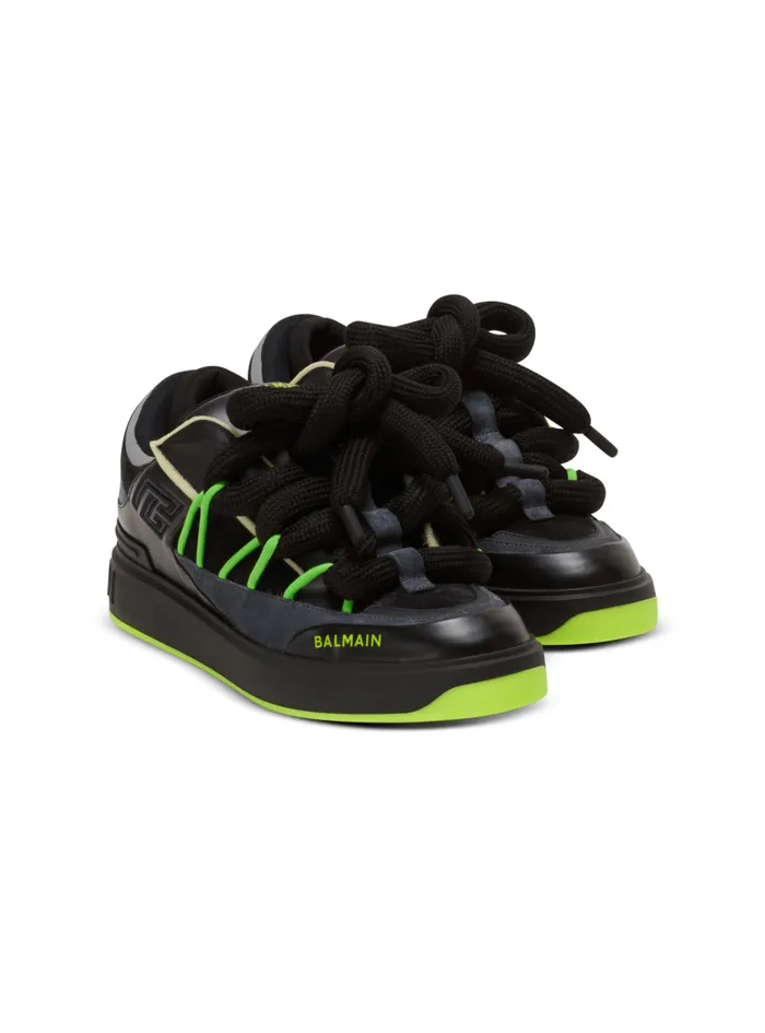 Balmain BCourt Men BCourt Puffy Skate Sneakers In Calfskin And Suede Black