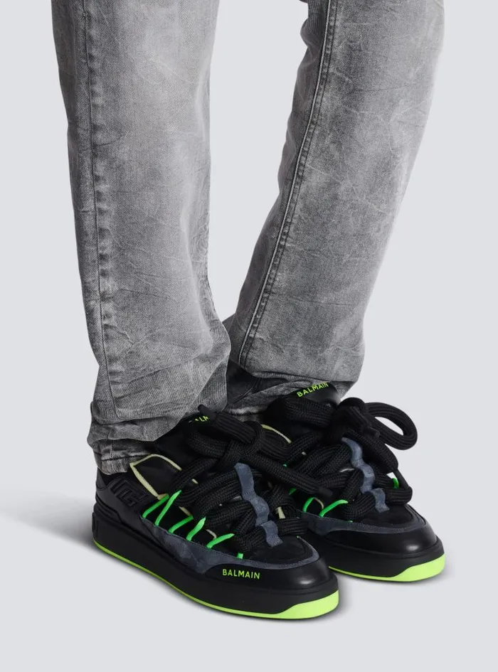Balmain BCourt Men BCourt Puffy Skate Sneakers In Calfskin And Suede Black
